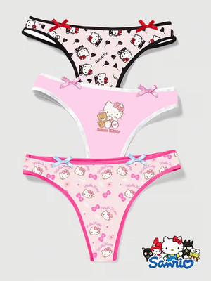 Sanrio Hello Kitty Pink Cute Cartoon Kawaii Thong Panties - Pack of 3