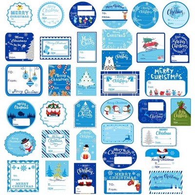 144 Pieces Christmas Labels Stickers Blue Christmas Name Tags Stickers Self A...