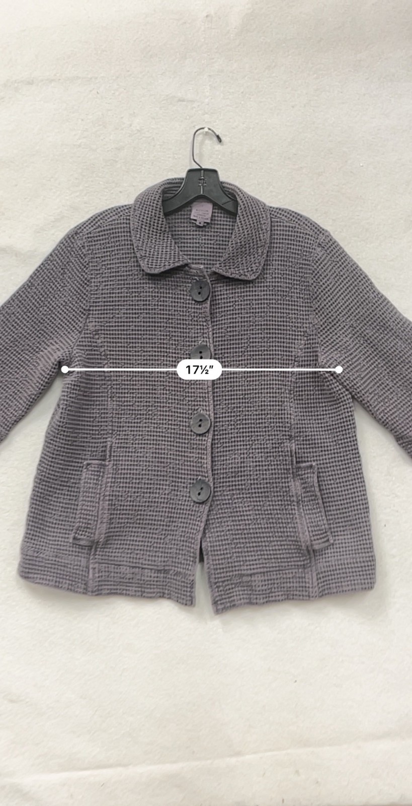 Focus Medium Waffle Knit Button-Up Jacket Purple … - image 8