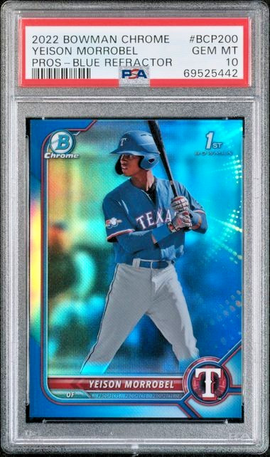 YEISON MORROBEL 2022 Bowman Chrome 1st BLUE REFRACTOR PSA 10 Gem Mint SP /150