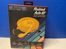 NEW IN BOX Aiwa Flashback Audio Kit Retro CD Player Wired Headphones Yellow Nice