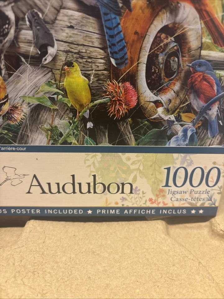 Masterpieces 1000 Pc Jigsaw Puzzle Audubon BACKYARD BIRDS #31978 Linen NEW - Image 2 of 4