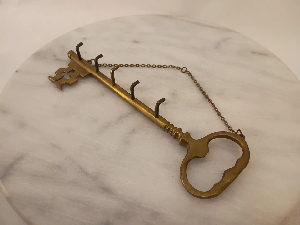 Gancho de pared con llave esqueleto de latón vintage soporte para llaves de joyería Foto 3 de 4