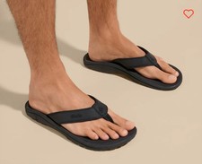 OLUKAI Ohana Black Beach Sandals Flip Flops Men's Size 15