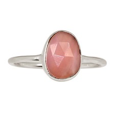 Natural Pink Opal - Peruvian 925 Sterling Silver Ring Jewelry s.8 ALLR-30611