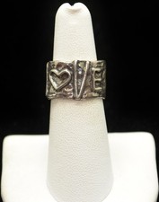 Sterling Silver "Love" Thick Band Ring SZ 6.5 FMD535