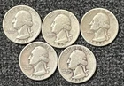 Lot of 5 - Washington Quarters-Mixed Dates & Mints-90% Silver-Nice-See photos.