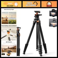 63" Aluminum Travel Tripod for Camera  Smartphone, Lightweight  Portable, Adju