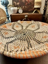 M4Decor Handcrafted Seagrass Woven Basket Wall Hanging - with Tag - 16” Wide