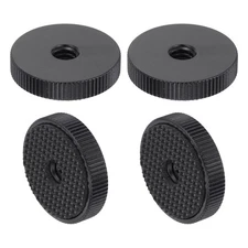 uxcell 4Pcs Flat Knurled Nut - 1/4"-20 x 1" x 0.26" Thumb Nuts Lock Black 