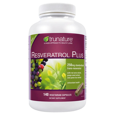 TruNature Resveratrol Plus 140 Ct Standardized Trans-Resveratrol 250mg Exp:05/27