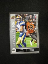 2022 Upper Deck CFL Zach Collaros Nathan Rourke Checklist Card #199 Rookie. rookie card picture