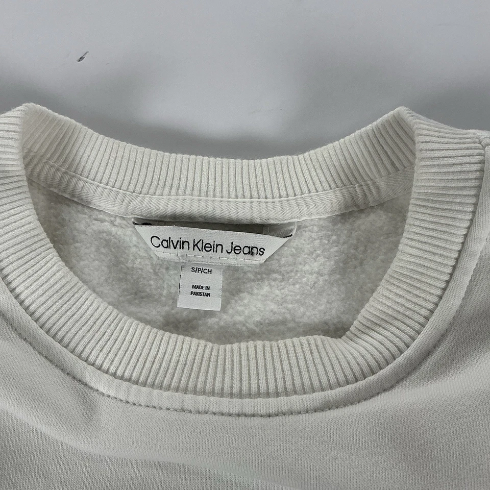Sudadera Calvin Klein Jeans Para Hombres Logo CK Polar Pullover Cuello Redondo Negro Blanco Foto 4 de 4