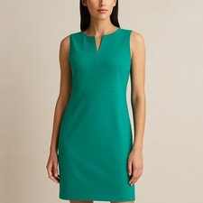 Size 8 Eliza J Teal Green Sleeveless Shift Dress Stretch Lined V Neck Clean Girl