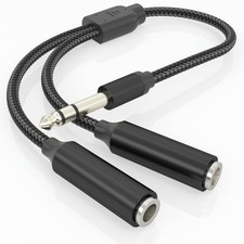 1/4" TRS Splitter Y Cable 1FT, 6.35mm Stereo Male to Dual TRS Female, 1 in 2 ...