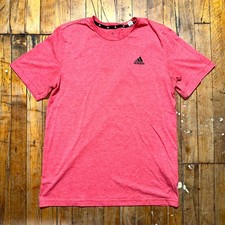 adidas Tee Shirt Mens Medium Red Heathered Logo Short Sleeve Crew Neck Retro
