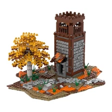 Hot Sale Medieval Watch Tower Model with Tree Building Toys Set 853