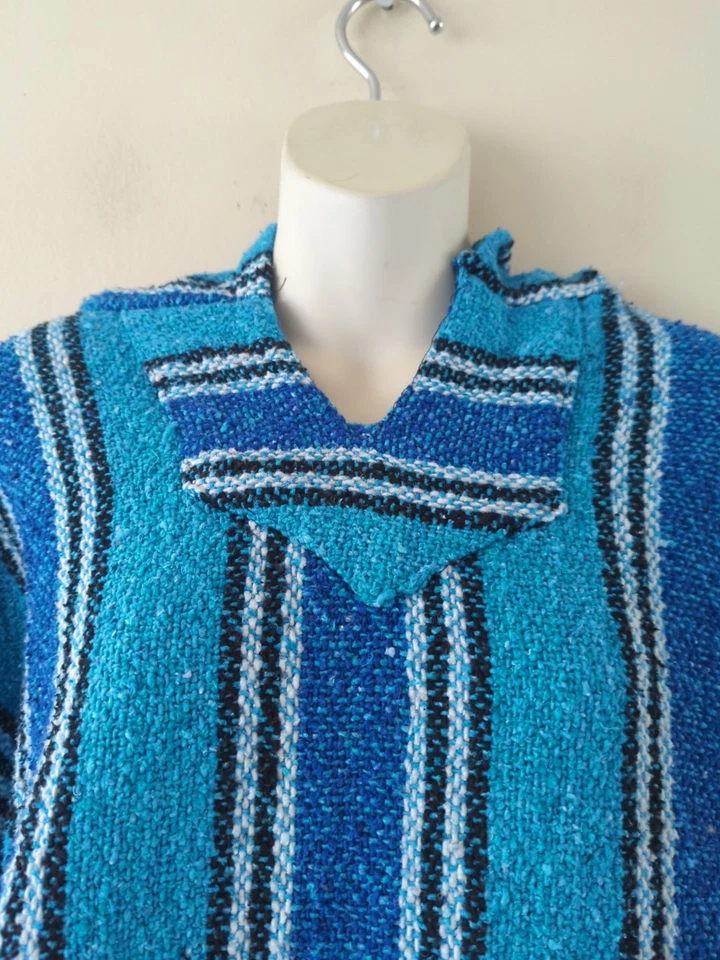 Женский сплетенный пуловер хиппи Surf Gear в синюю полоску размер Xlarge толстовка с капюшоном - Изображение 3 из 4