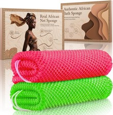 African Net Sponge Authentic 2 Pieces Gentle Exfoliating Body Scrubber Bath Spon