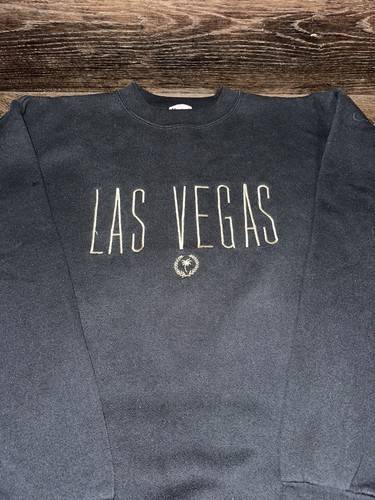 Felpa vintage Las Vegas Marina adulto grande nera oro viaggio ricamata USA - Foto 3 di 7