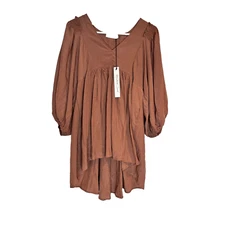 Mustard Seed Brown Flowy Tunic/Mini Dress Babydoll Size Small Boho Festival