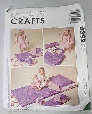 McCall's Crafts #9392 Accessories/Child/18'' doll Slumber Party Uncut (1998)