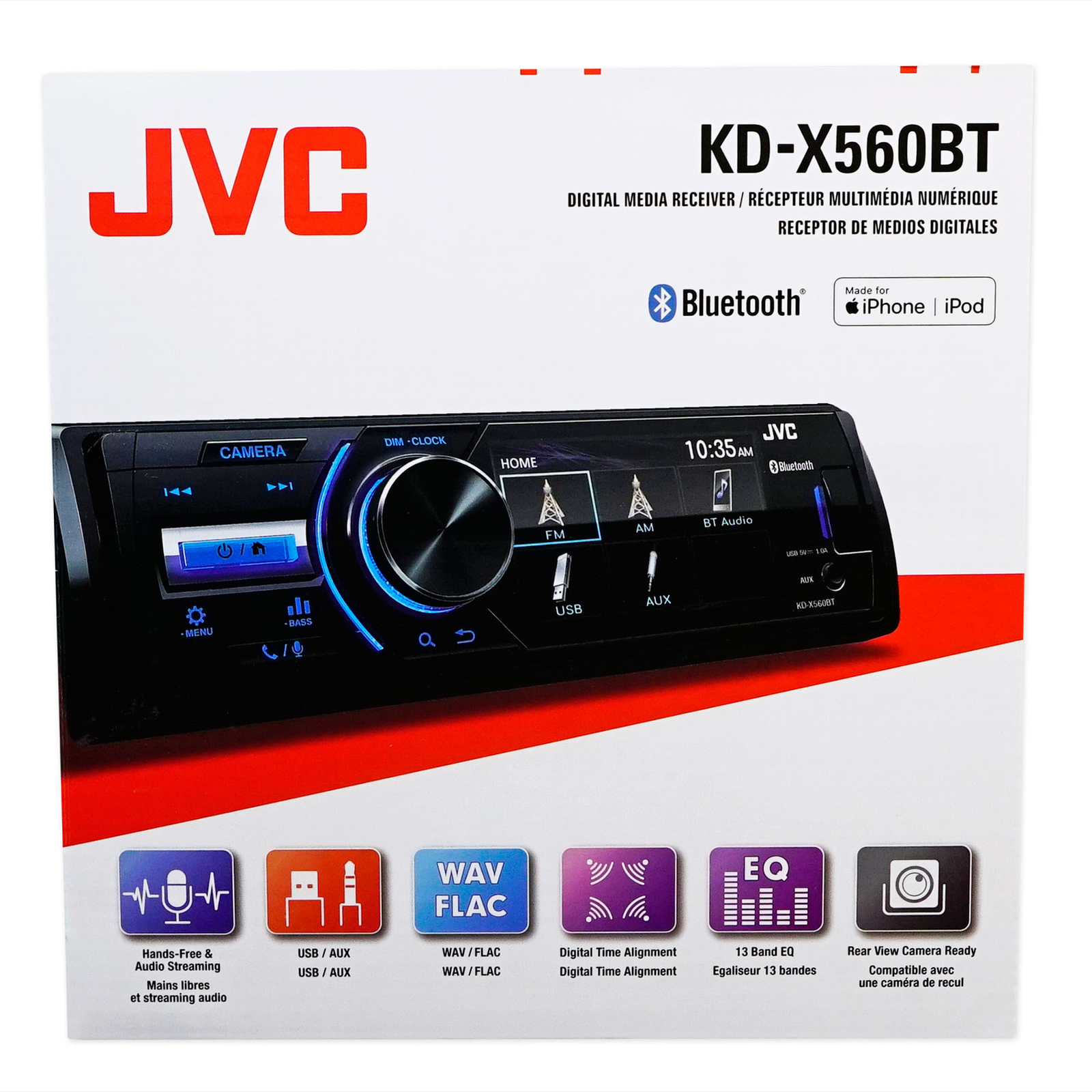 Морской Bluetooth-ресивер JVC KD-X560BT 4 Белые колонки емкостью 65 кварт