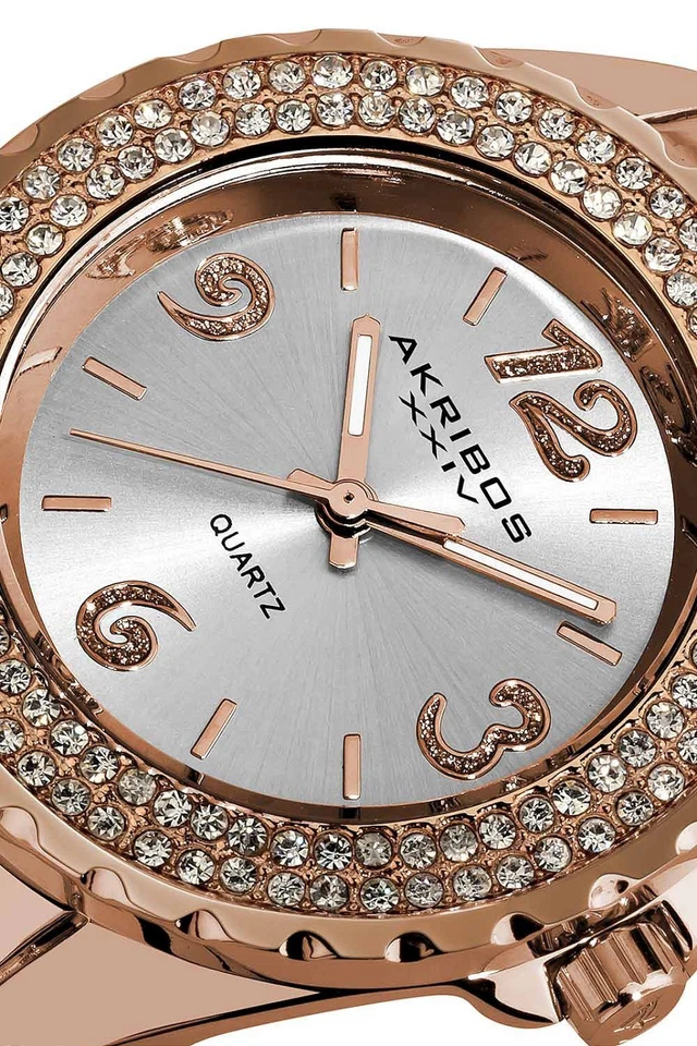 NUEVO Reloj de cuarzo japonés con pantalla analógica de cerámica para mujer Akribos XXIV AK514WTR Foto 2 de 4