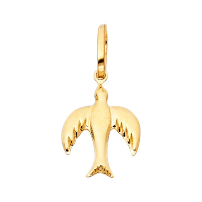 GOLD -14K gelber fliegender Spatz Vogel Liebhaber Anhänger Charm für Halskette oder Kette