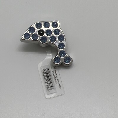 NEW Authentic Crocs Silver Metal Blue Gem Dolphin Shoe Charm Jibbitz