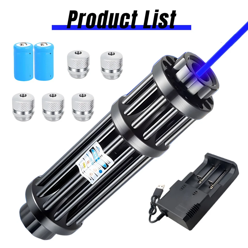 10Watt Adjustable High Power Blue Burning Laser Pointer Visible Dot Torch Light - Image 3 of 4