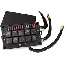 12V Automotive Fuse and Relay Box, with 12 AWG Pre-Wired, 10 Relays and 15 AT...