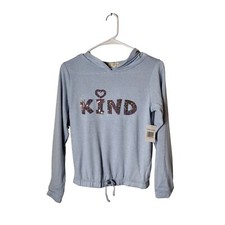 Its Our Time Sweater Girls Large Tie Waist Long Sleeve Sequins Sparkles Blue