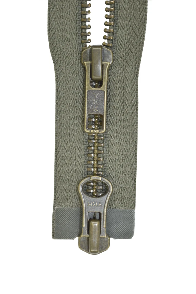 YKK Reißverschluss 5 mm olive grün 282 Metall von 30-100 cm 2 Weg teilbar