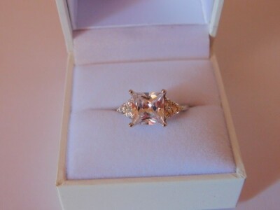 ANGUS COOTE 925 Sterling Silver Square CZ Shoulder Stone Ring - Main Image