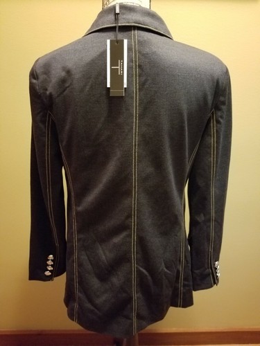 NWT Womens Tahari Dark Wash Blue Miltary Blazer Jacket Double Breasted 10 - Picture 8 of 12