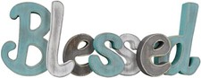 Wooden Letters Sign Decorative Shelf Table Hanging Ornament Rustic blessed 