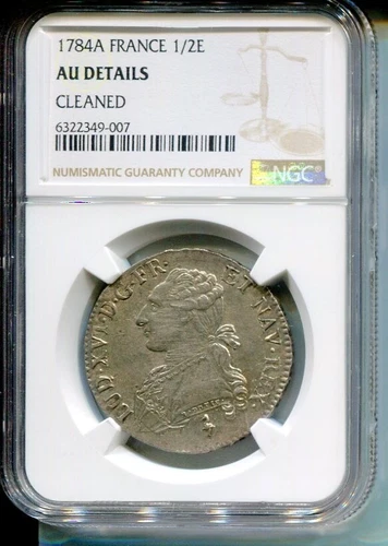 FRANCE 1784A 1/2 ECU NGC AU DETAILS CLEANED