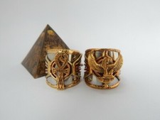 ancient egyptian jewelry - Ankh and Maat Tri colored ring set