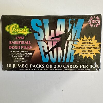  1993 Classic Draft Picks Slam Dunk Box/10 Packs/230 Cards/Factory Sealed/New