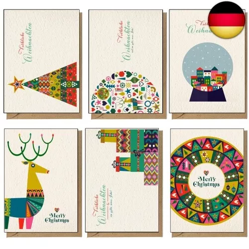 the lazy panda card company 48 x recycelte Weihnachtskarten mit modernem - Bild 1 von 6