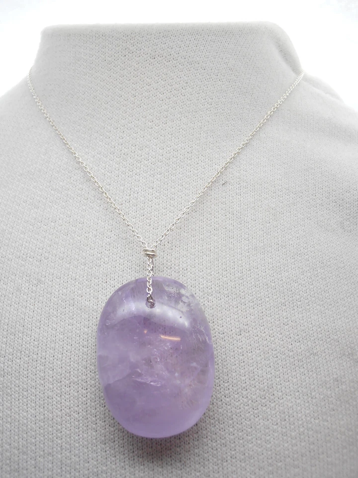 Girocollo in Argento 925 e Ametista Naturale - Ciondolo Pietra Dura - Pendente - - Immagine 3 di 4