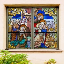 3D Leaves 128NAO Window Film Print Sticker Cling Stained Glass UV Block Fay