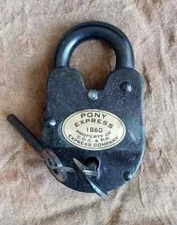 Pony Express Padlock 4'' Cast Iron Black Finish - with 2 Key Functional Lock