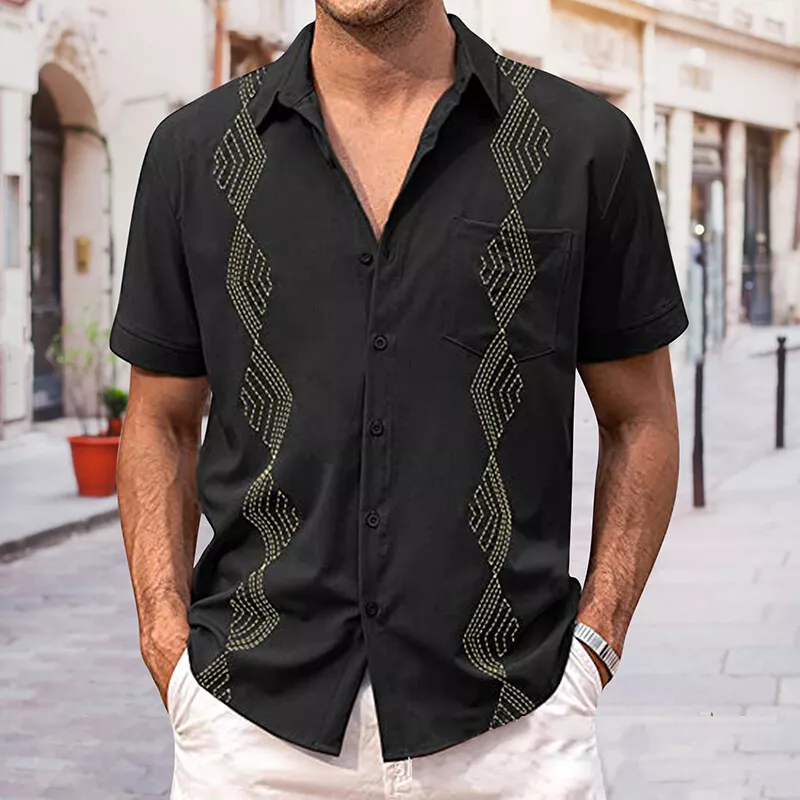Mens Short Sleeve Casual Cardigan T shirt Thin style Breathable Cotton Shirts
