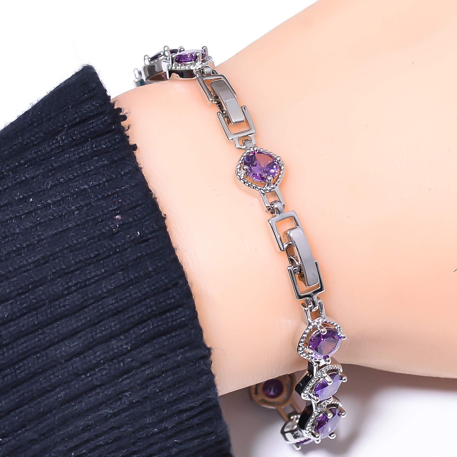 Purple Amethyst 925 Sterling Silver Tennis Bracelet 7.99