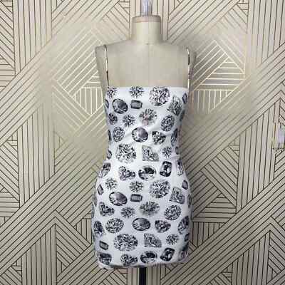 Superdown Jewel Diamond Mini Dress White Silver Bridal Bachelorette Size US  XS | eBay