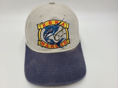 Vintage Kona Marlin Hawaiian Headwear Adjustable Hat Cap Dad Men Women Gray Blue