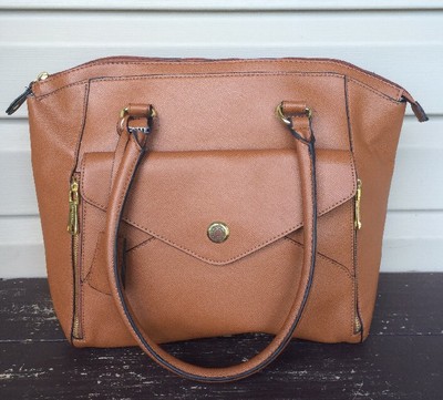 LONDON FOG FENWICK NORTH/SOUTH TOTE SHOULDER BAG PURSE COGNAC