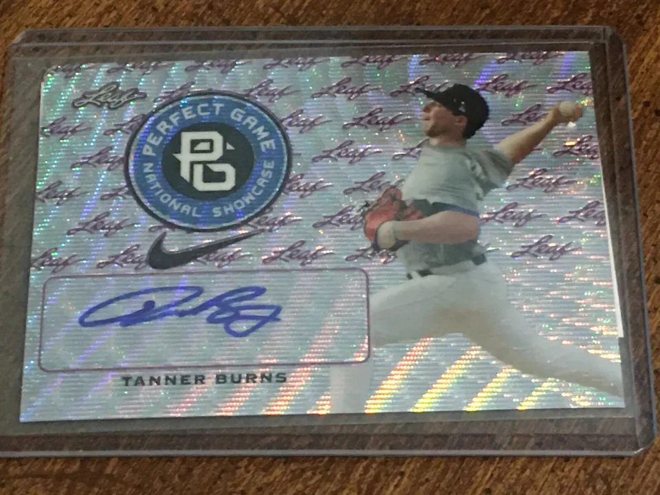 TANNER BURNS 2016 Leaf Perfect Game PURPLE ETCH Autograph #1/1 INDIANS AUBURN - Image 3 of 4